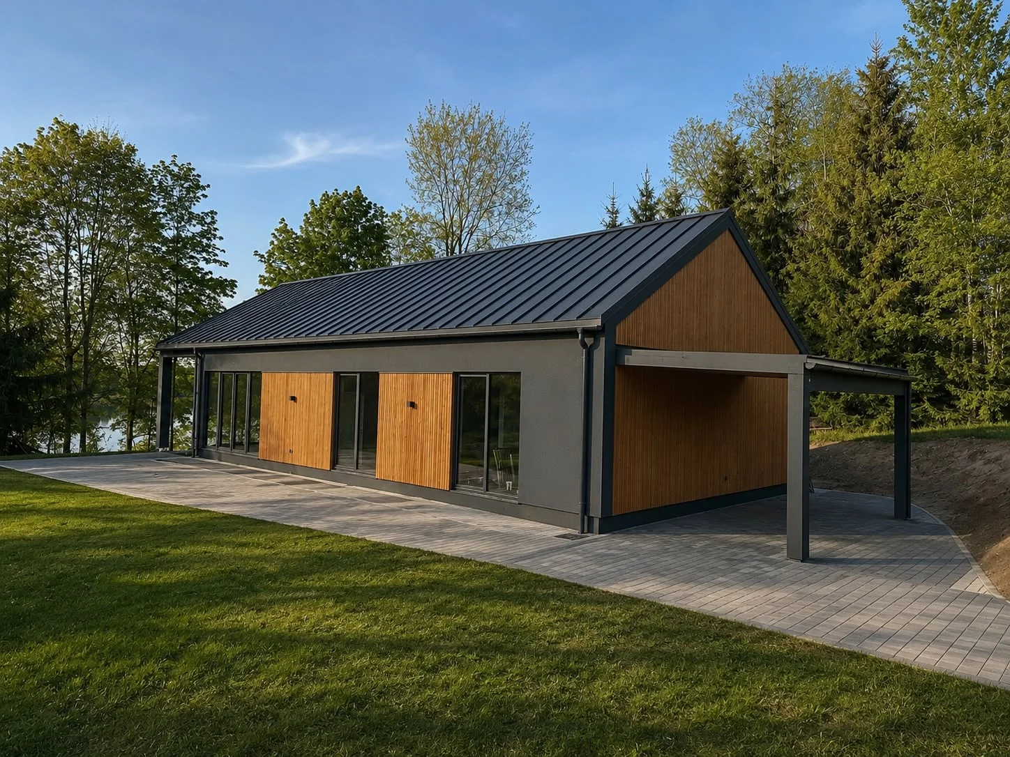 Lora — Holzrahmenhaus mit Panoramaverglasung